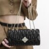 Elegant Black Quilted Handbag with Gold Chain Strap – Stylish Evening Purse for Women